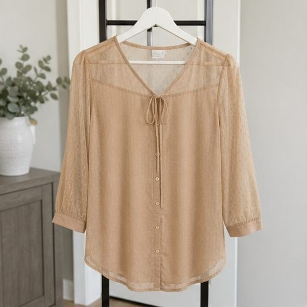 Camel Ruffle Blouse